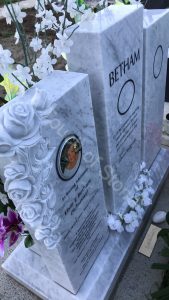 Triple Roses Headstone